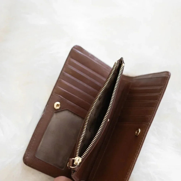 MICHAEL KORS METALLIC GOLD LEATHER JET SET TOTE BAG & TRIFOLD WALLET SET COMBO - Picture 6 of 16